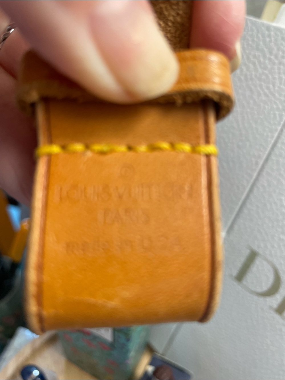 Louis Vuitton  Tan Leather Luggage Tag    Authentic  Box not included - Picture 5 of 9
